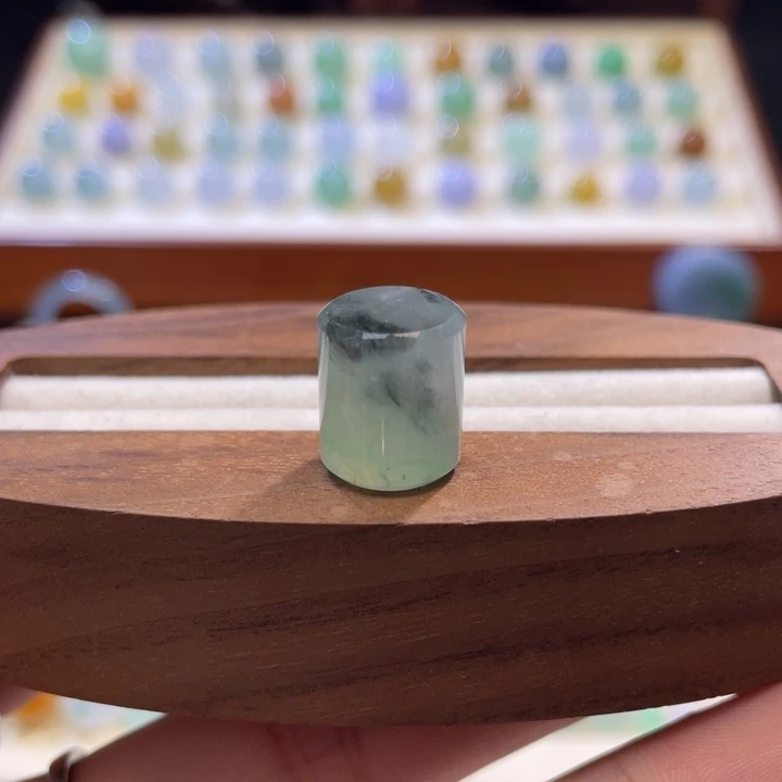 散珠翡翠特色水墨丹青桶珠卡12.9-11mm