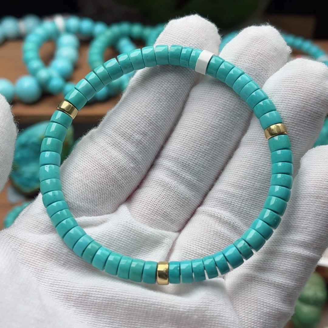 18K金镶嵌绿松石手串