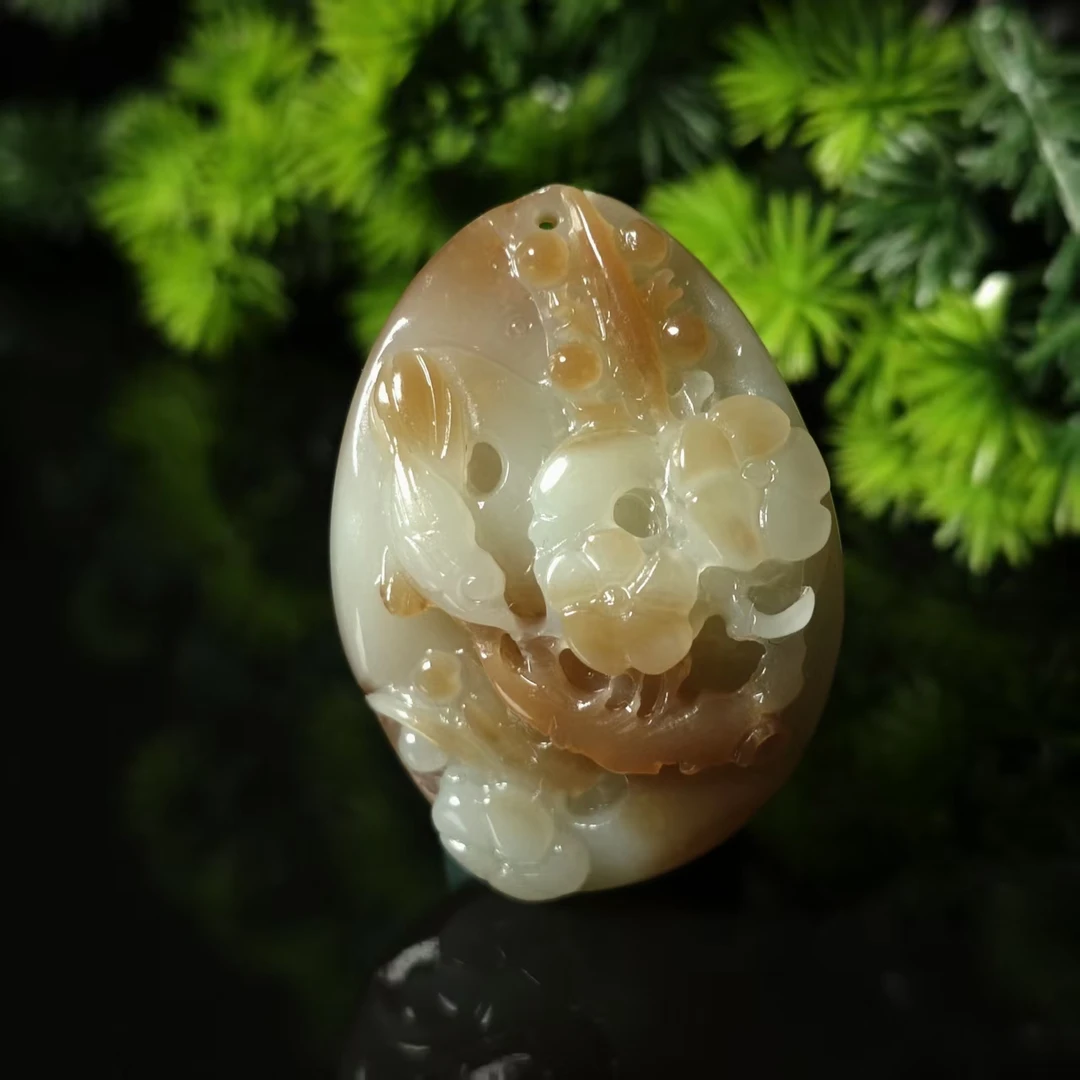 lot6848 喜上眉梢 和田玉糖白玉 48.5*34.6*16.5mm 34.1g