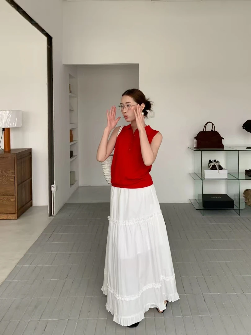 小众百搭休闲纯色少女感高腰半身裙#T00002AX