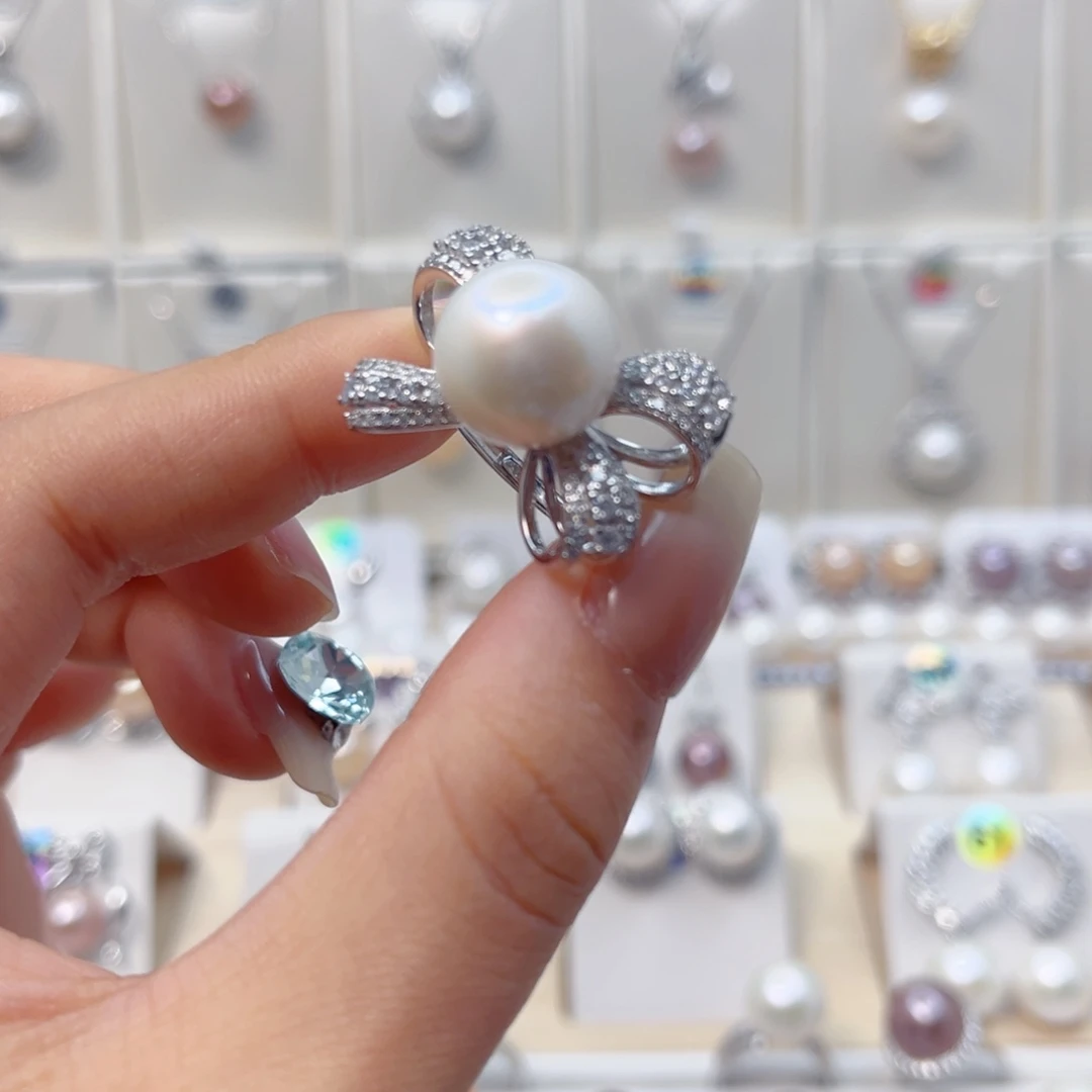 淡水珍珠银S925镶嵌戒指
