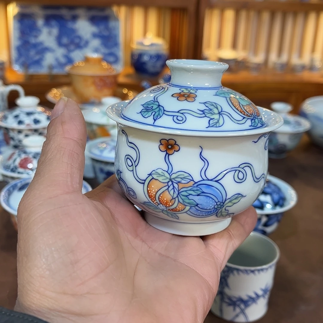 錡镇堂手工手绘盖碗