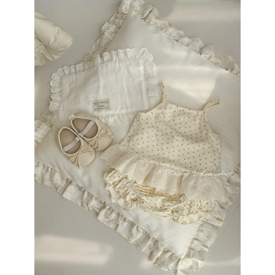 三小朵【小黄油】夏季婴幼儿包屁衣女宝宝公主花边分体套装甜美