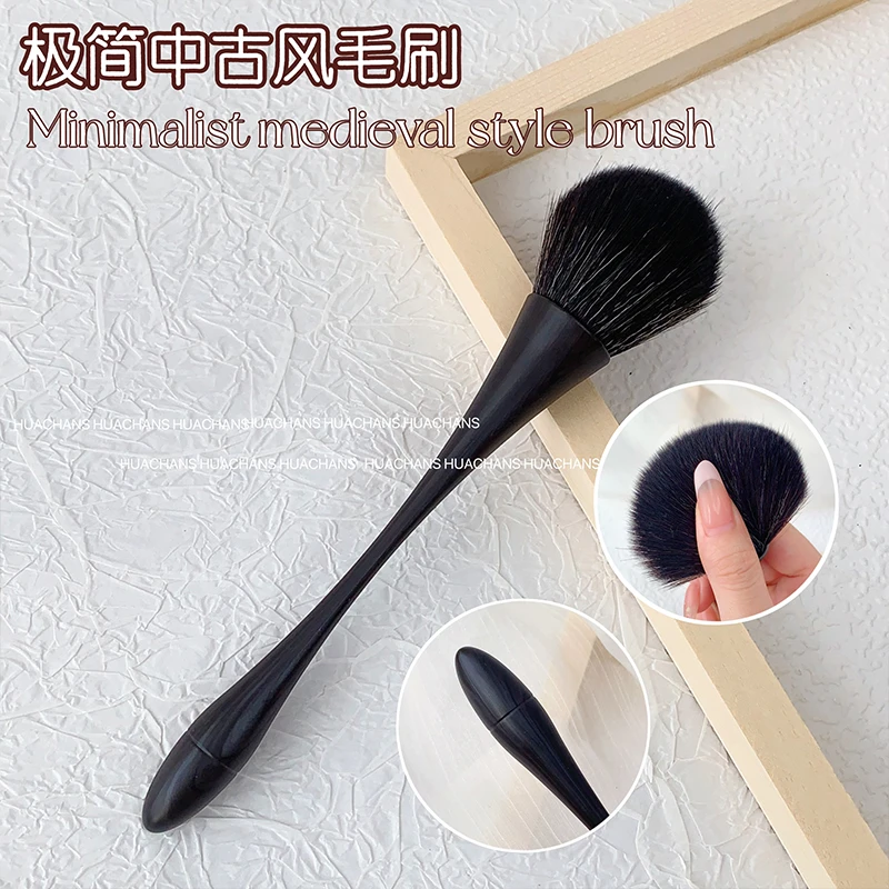 极简风美甲粉尘刷原木色长柄小蛮腰腮红化妆刷清洁指甲毛刷新款