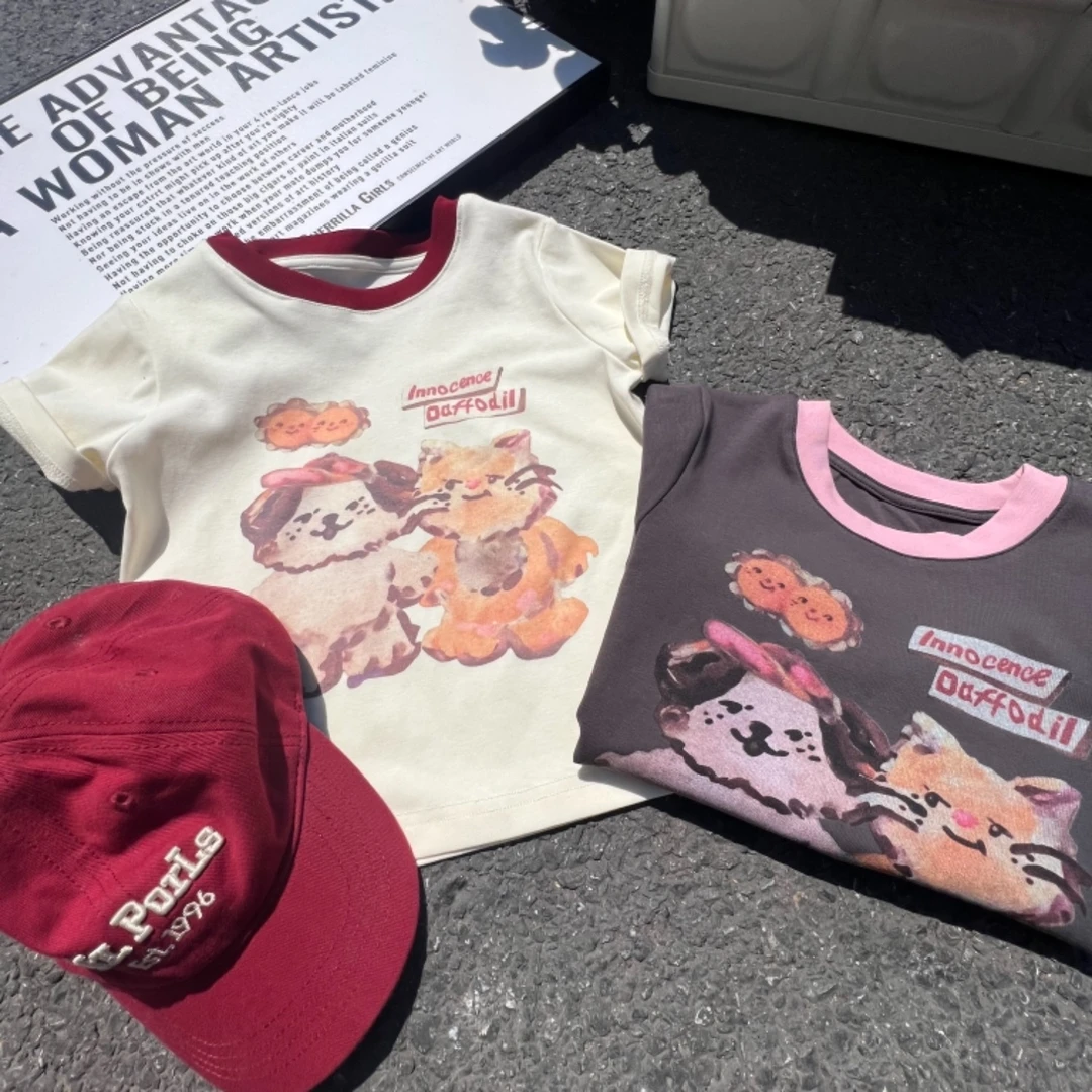 (RAINBOW25年夏)儿童夏季新款涂鸦小狗撞色T2044