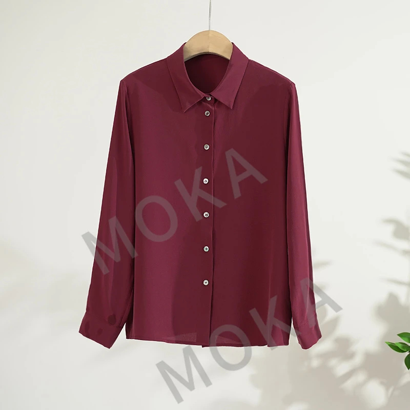 【小水专属】04双绉加密加厚加砂洗100%桑蚕丝女士衬衫（241477）