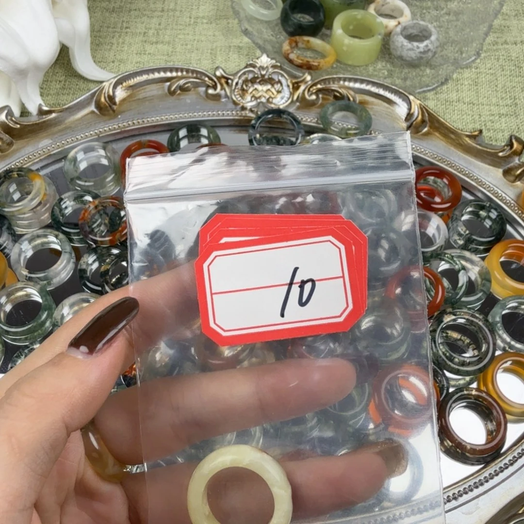 蛇纹石玉合金戒指10