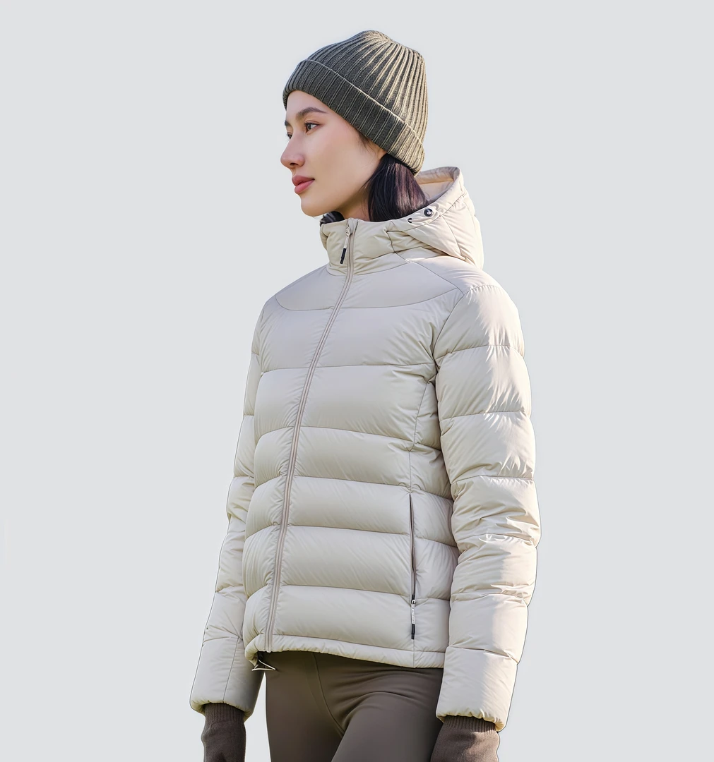 90白鹅绒 【XIAOXIAOBIII】连帽长袖轻薄女短款修身型羽绒服