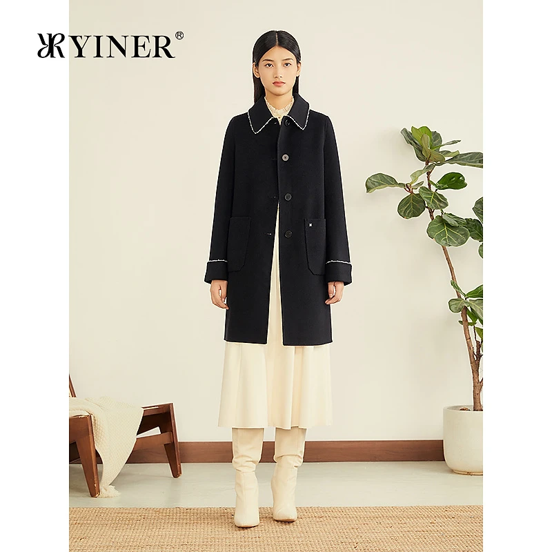 YINER音儿专选2025冬季新款毛呢外套中长款8C65580076