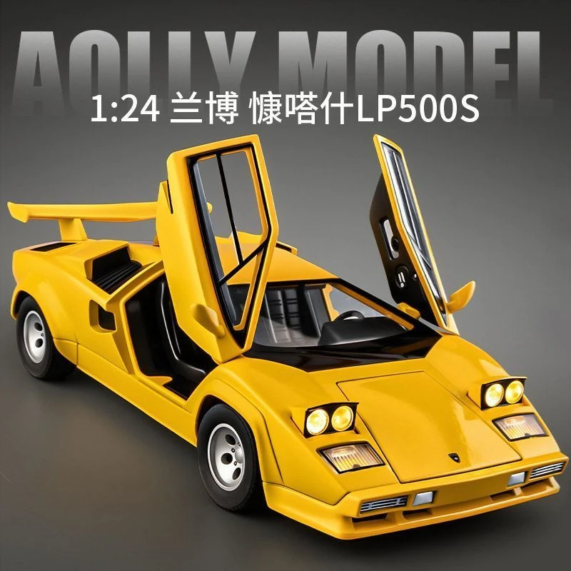 1:24兰博康塔什LP500S合金跑车模型回力音效直播间摆件个性布置