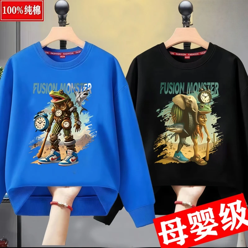 美国山海经儿童衣服秋冬新款卡通帅气男孩上衣童装木棍人纯棉卫衣