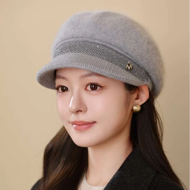 帽子冬季时尚妈妈加绒加厚护耳中老年人冬天保暖鸭舌针织毛线帽女
