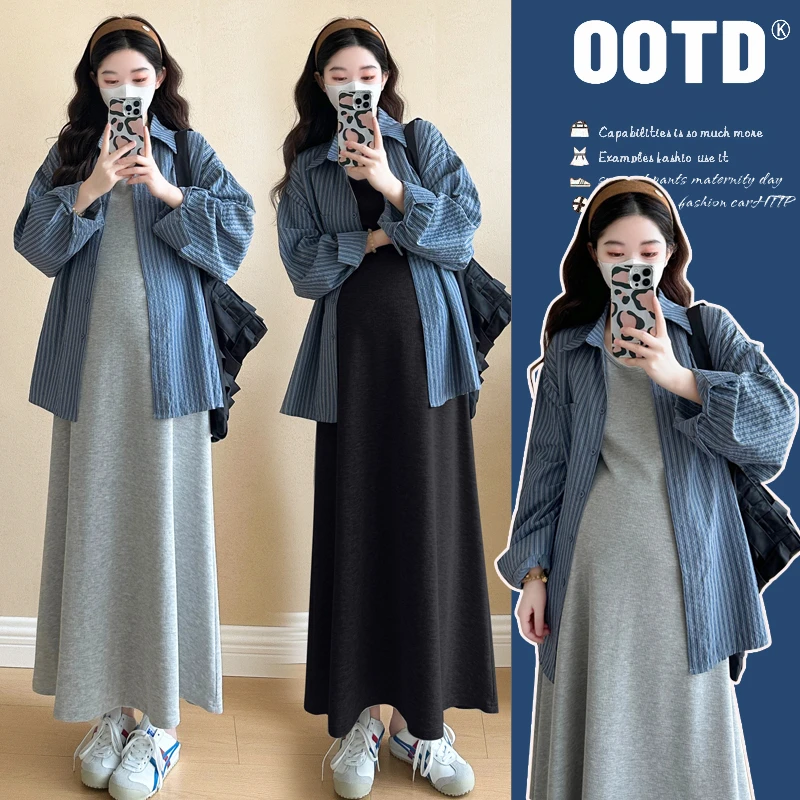 超大码孕妇装夏款新款洋气休闲百搭衬衫宽松舒适不勒肚背心连衣裙