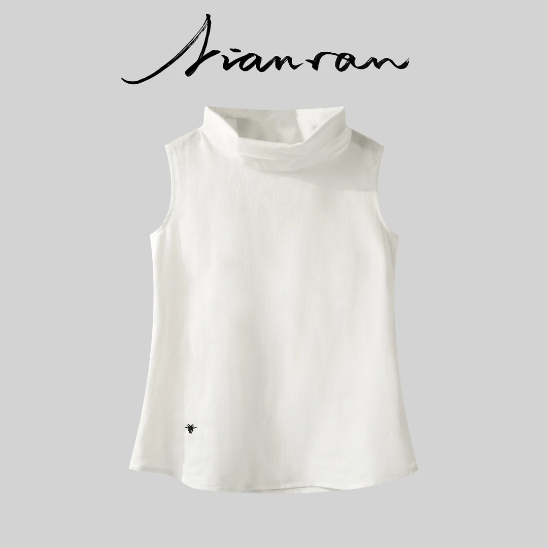 NianR-翻领D＋天丝无袖背心衬衫女2025夏季新款气质洋气宽松显瘦