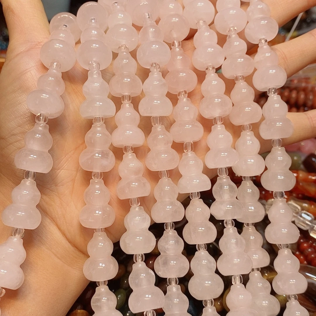 玛瑙/玉髓散珠粉水晶葫芦14mm一条