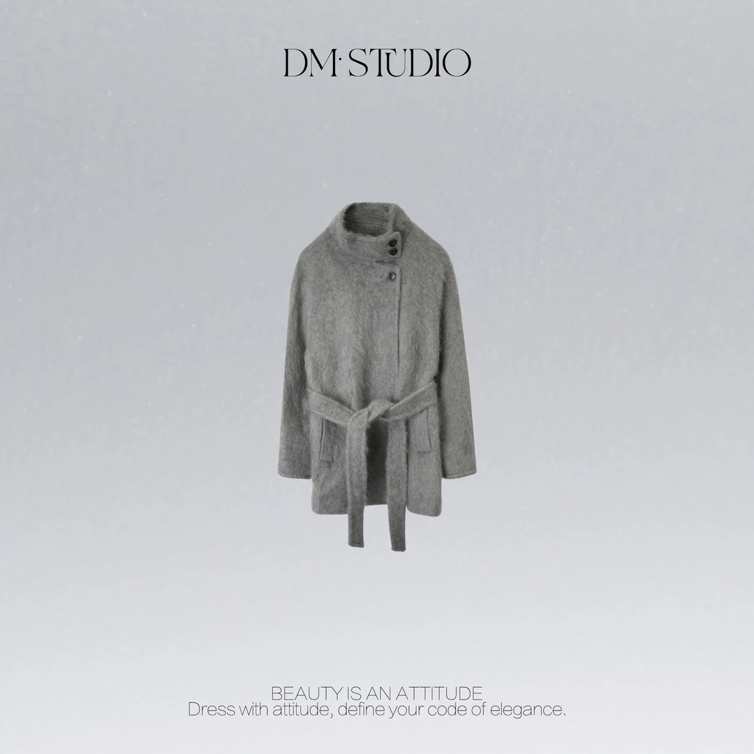 DEDM•STUDIO/重工千金风山羊绒+澳毛立领大衣2601MNWT/L681-9125