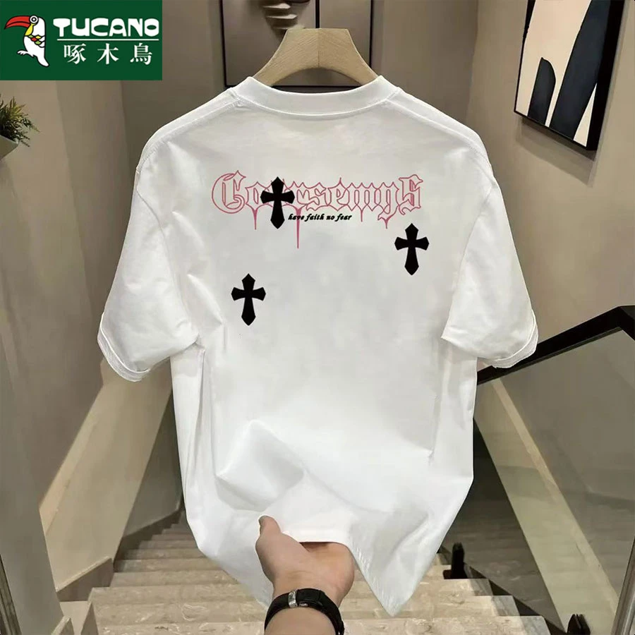 啄木鸟圆领夏季短袖喜庆龙年短袖T恤卡通小众情侣百搭t恤宽松韩版