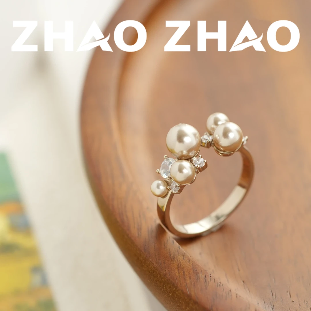 铜合金戒指 「爆浆蜜糖」咖珠ins气质可调节戒指