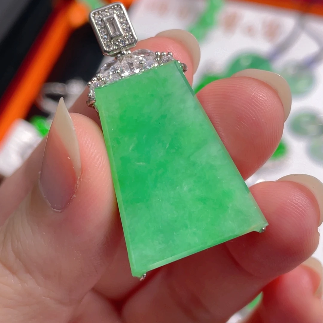翡翠银S925镶嵌吊坠(不含链)