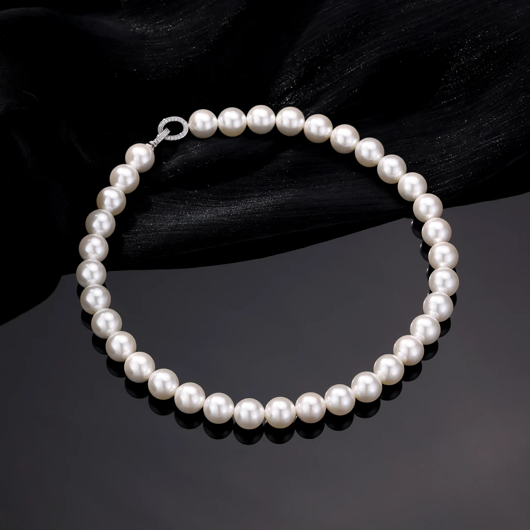 【高雅】12MM全珠链明星气质白色妈妈项链经典百搭轻奢
