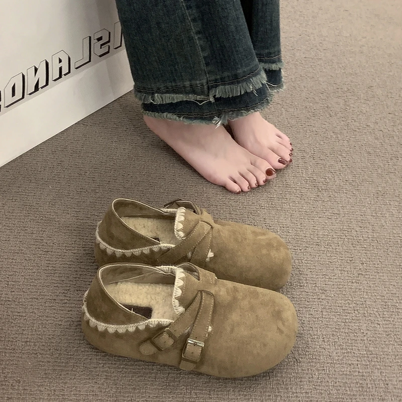 厚底内增高加绒全包勃肯鞋一脚蹬懒人女鞋子2025秋冬新款博肯棉鞋