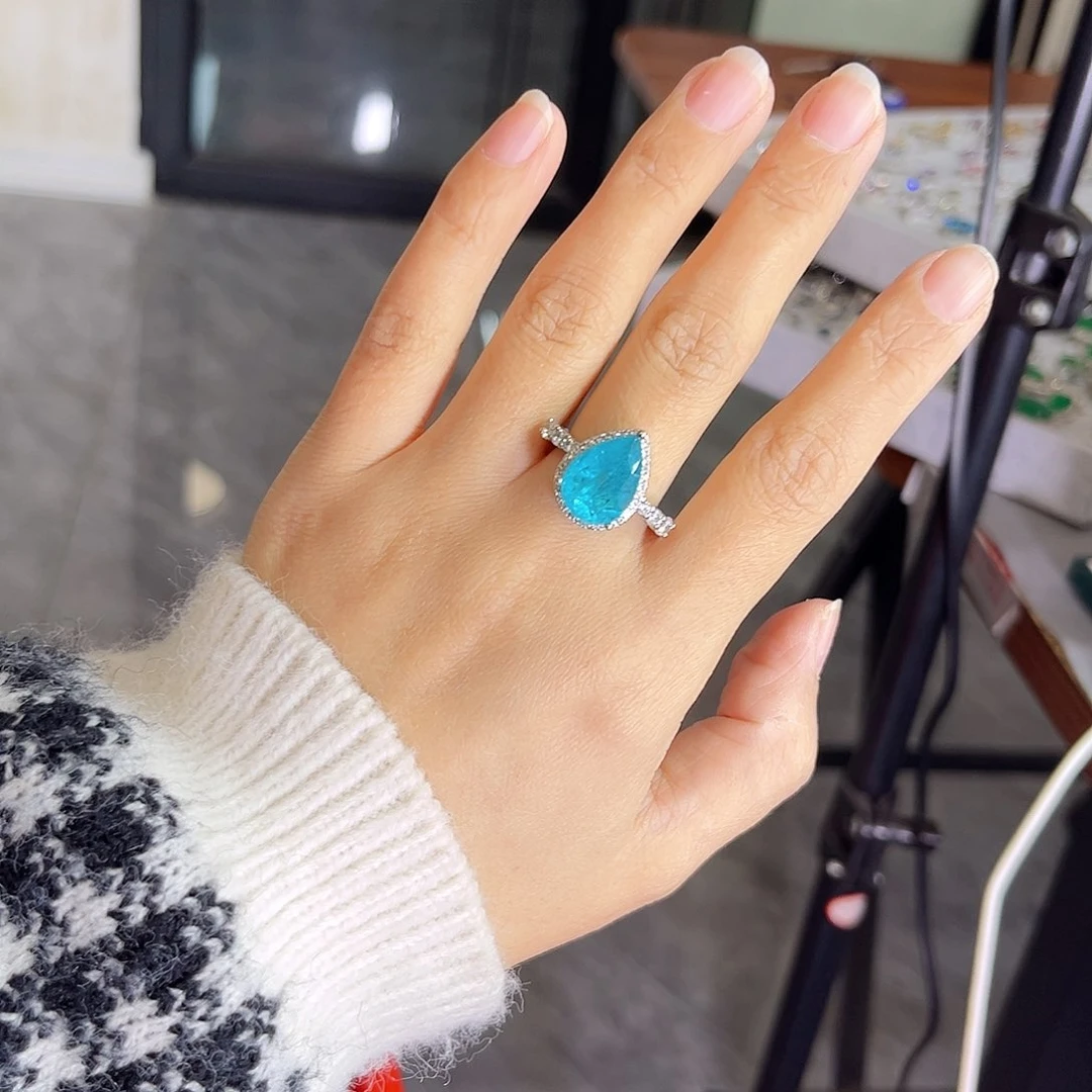 银S925镶嵌戒指帕拉依巴碧玺