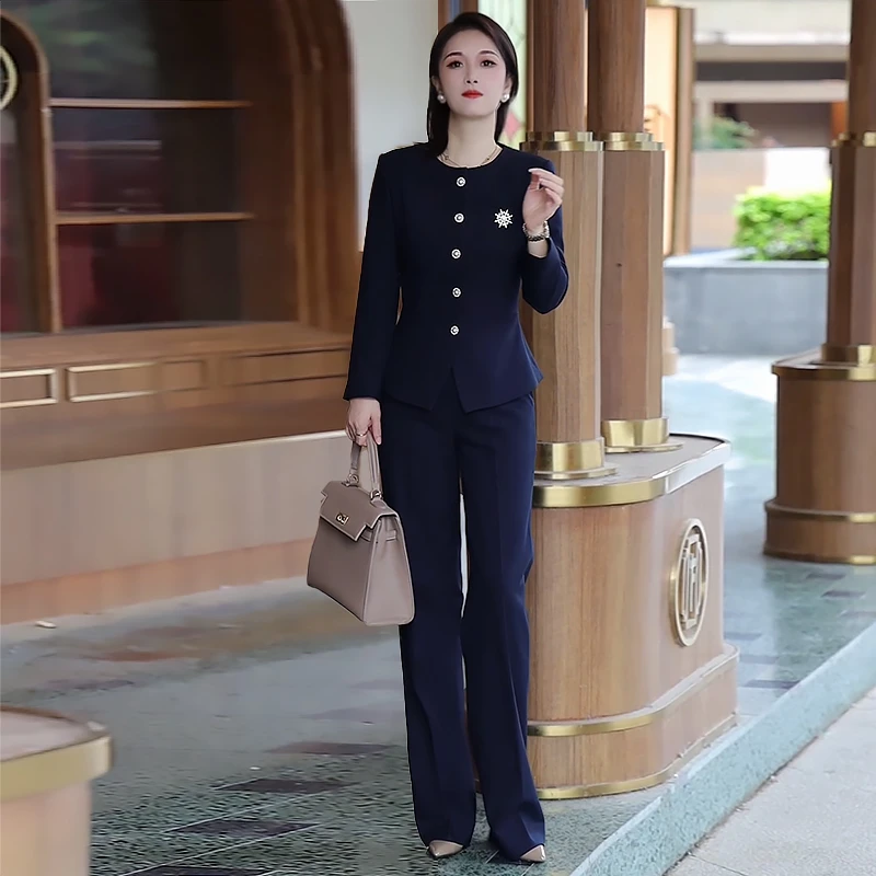 正式场合职业套装女2025新款春秋气质高端ol赫本风西裤两件套