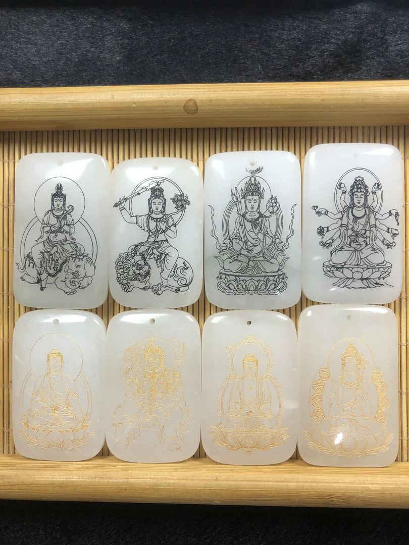 新疆天然玉石十二生肖手工雕刻玉牌玉石生肖挂件定制玉兔