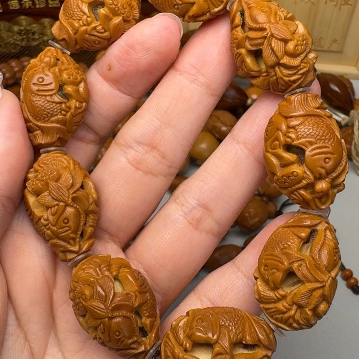 橄榄核手串/手链鱼戏莲花