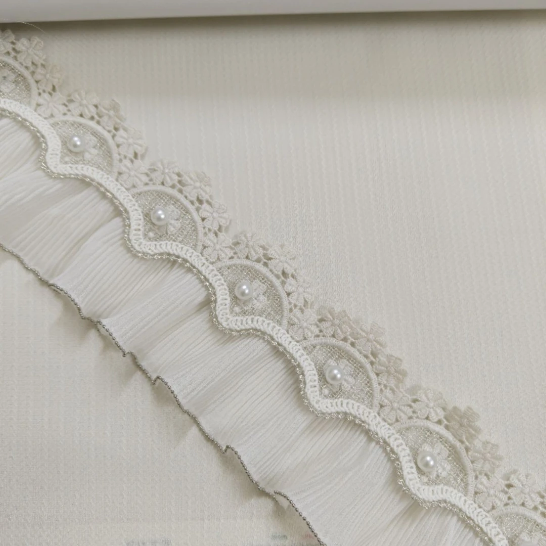 致远花边窗帘布艺法式蕾丝帘头侧边立边珍珠家居沙发装饰辅料花边