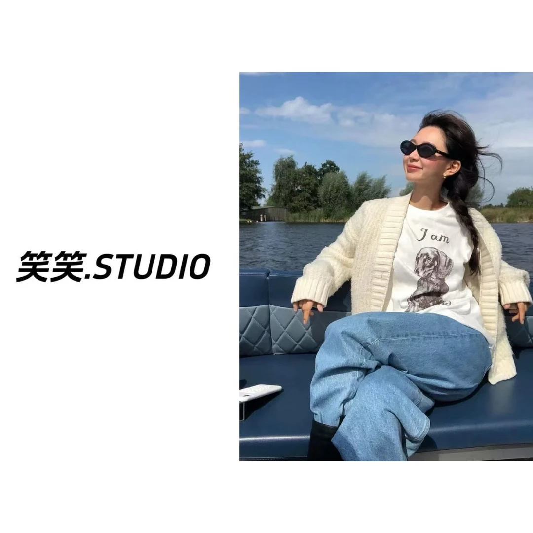 【笑笑】铃铛狗T 韩国单fev*r同款印花宽松休闲百搭短袖T恤