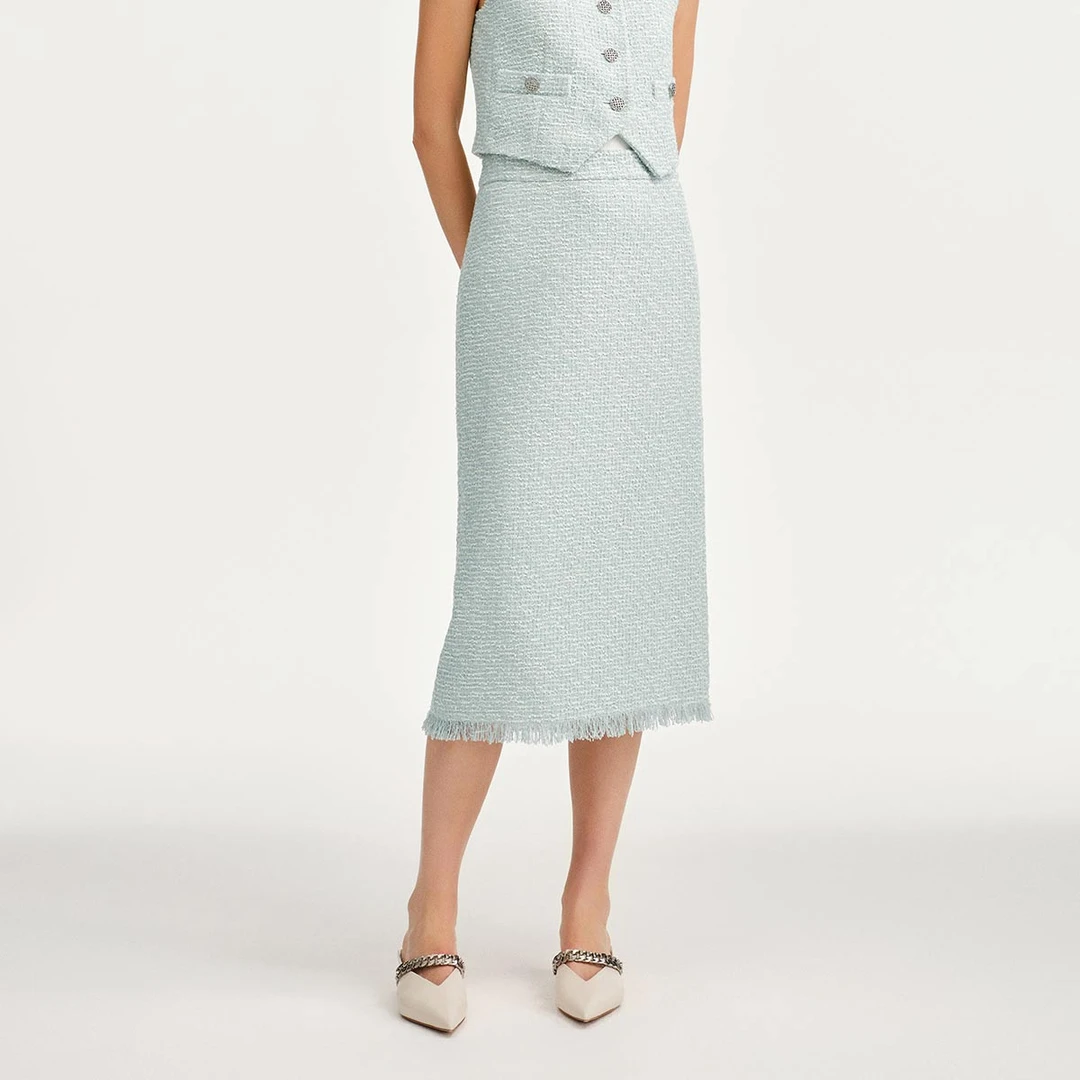 FALMEIG-萝家春夏通勤简约立裁直筒半裙Q01400