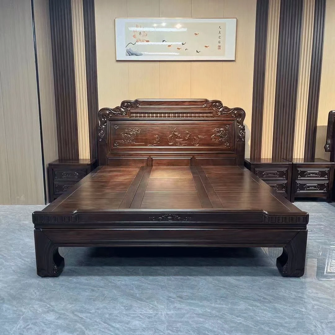 全实木大床木榫卯木床明清古典1.8主卧仿古1.5新中式简约大床雕花