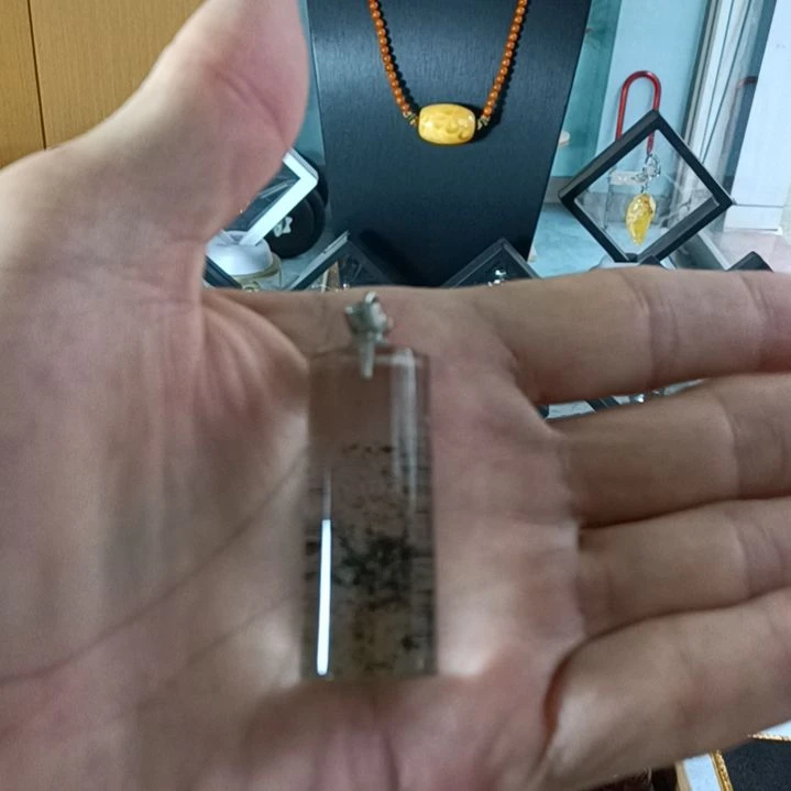 绿水晶颈饰银S925镶嵌巴西绿幽灵满天星桶珠40-16