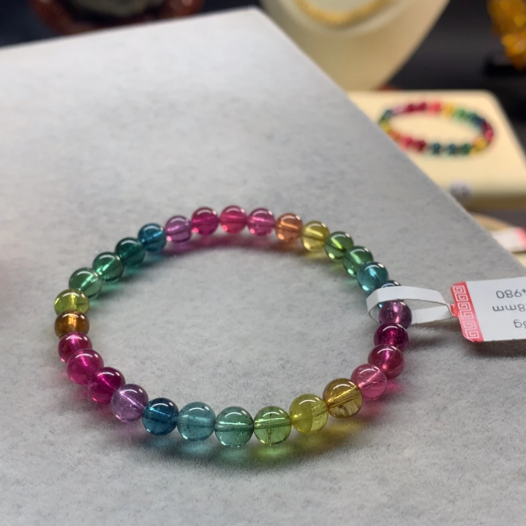 【闪购商品】未镶嵌手链碧玺彩虹色标单圈5.8