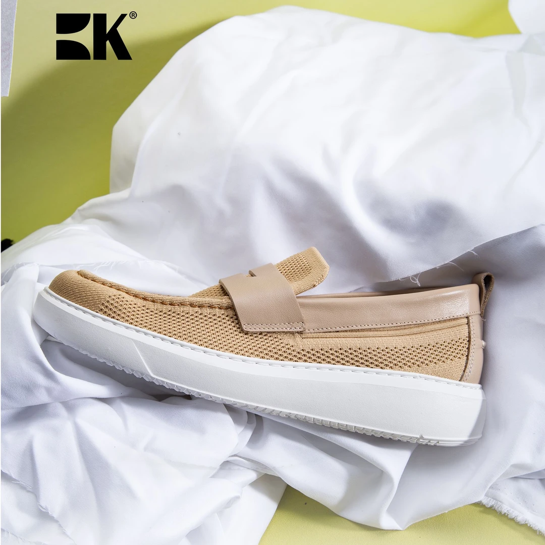 bk伯帝酷奇乐福鞋男款一脚蹬飞织布男鞋手工鞋透气休闲鞋春季新款
