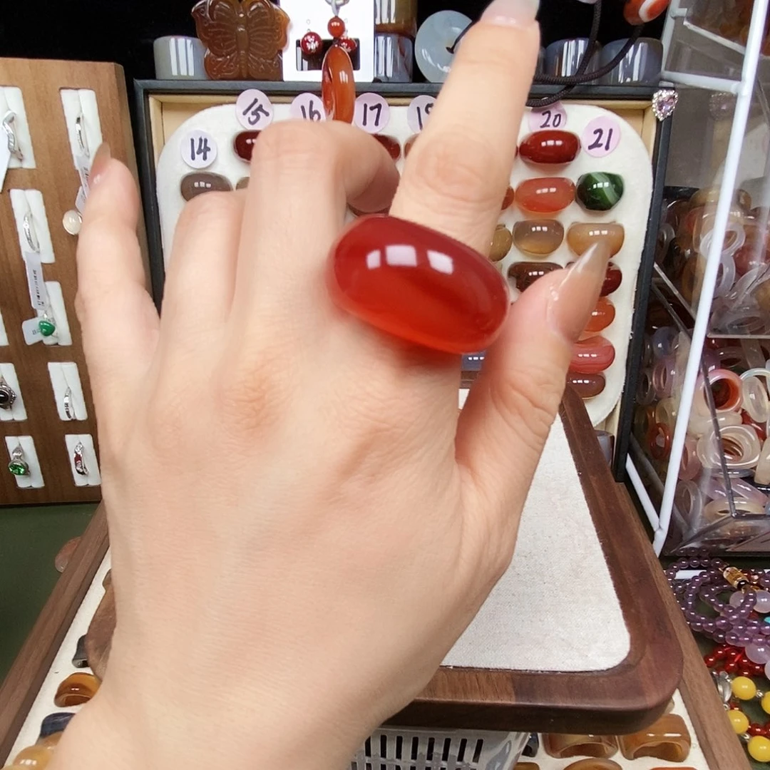 迎***姐玛瑙/玉髓合金戒指内径19.1