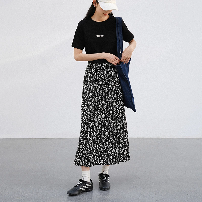 素典【碎花裙】手工捏褶~复古垂感夏薄款法式优雅显瘦半身裙1738