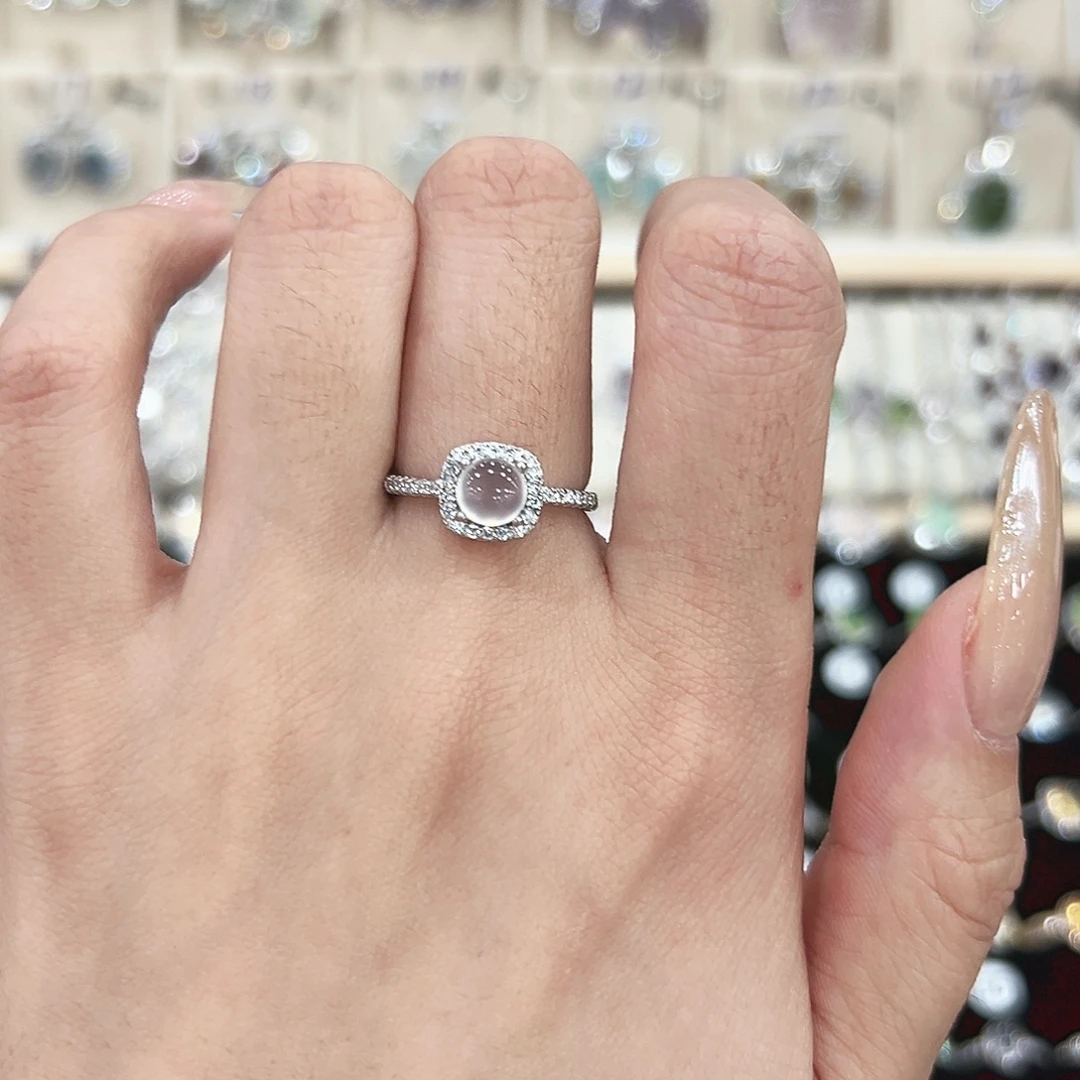 岫玉银S925镶嵌戒指