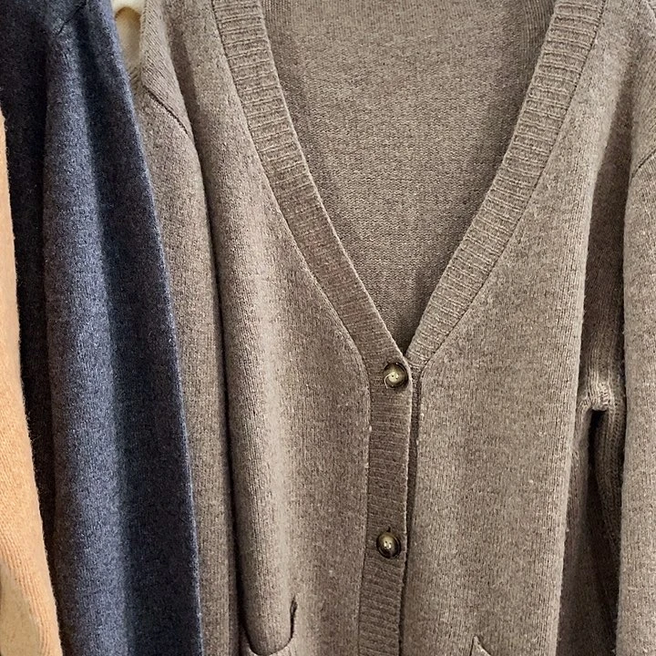 拉夫双兜V领加厚开衫