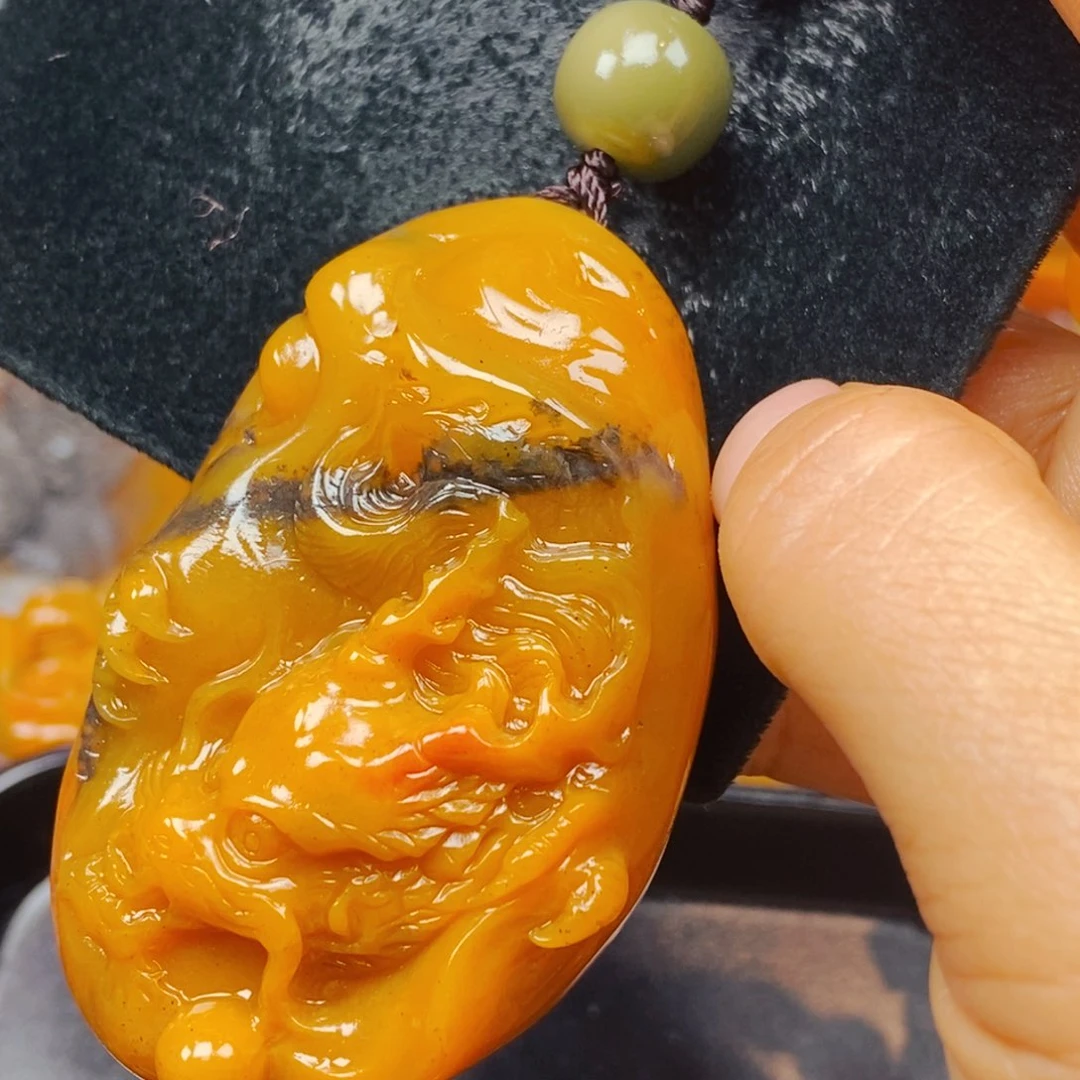 未镶嵌石英质玉（黄龙玉）吊坠(不含链)