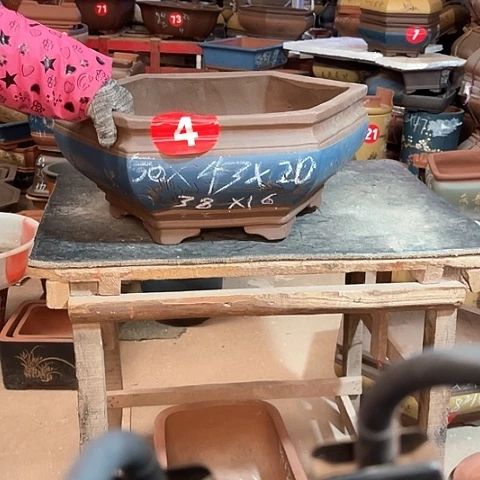 紫砂花盆六方盆一个