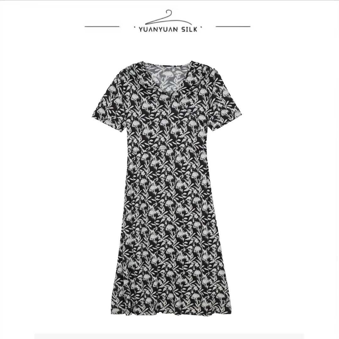 Y 42针加捻100%桑蚕丝~/舒适轻奢/透气凉爽/夏季必备/连衣裙qz13