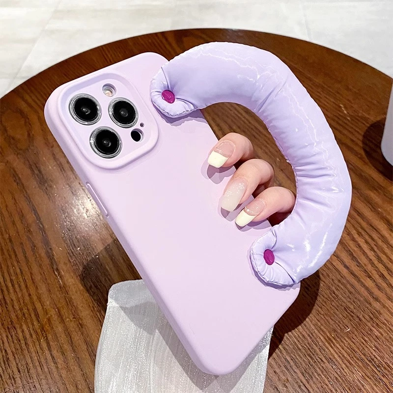 莫兰紫充棉手提腕带手机壳适用华为Pura70Mate60荣耀Nova13苹果17