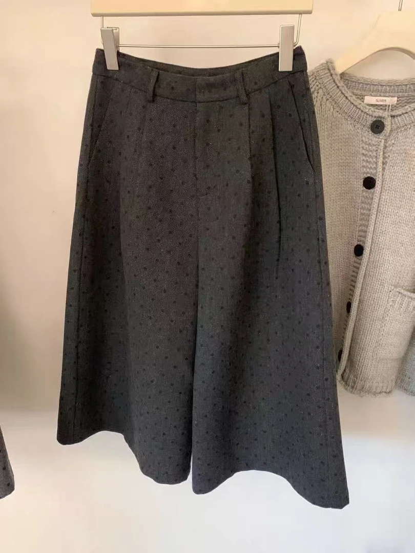 秋冬黑波点八分裤2597