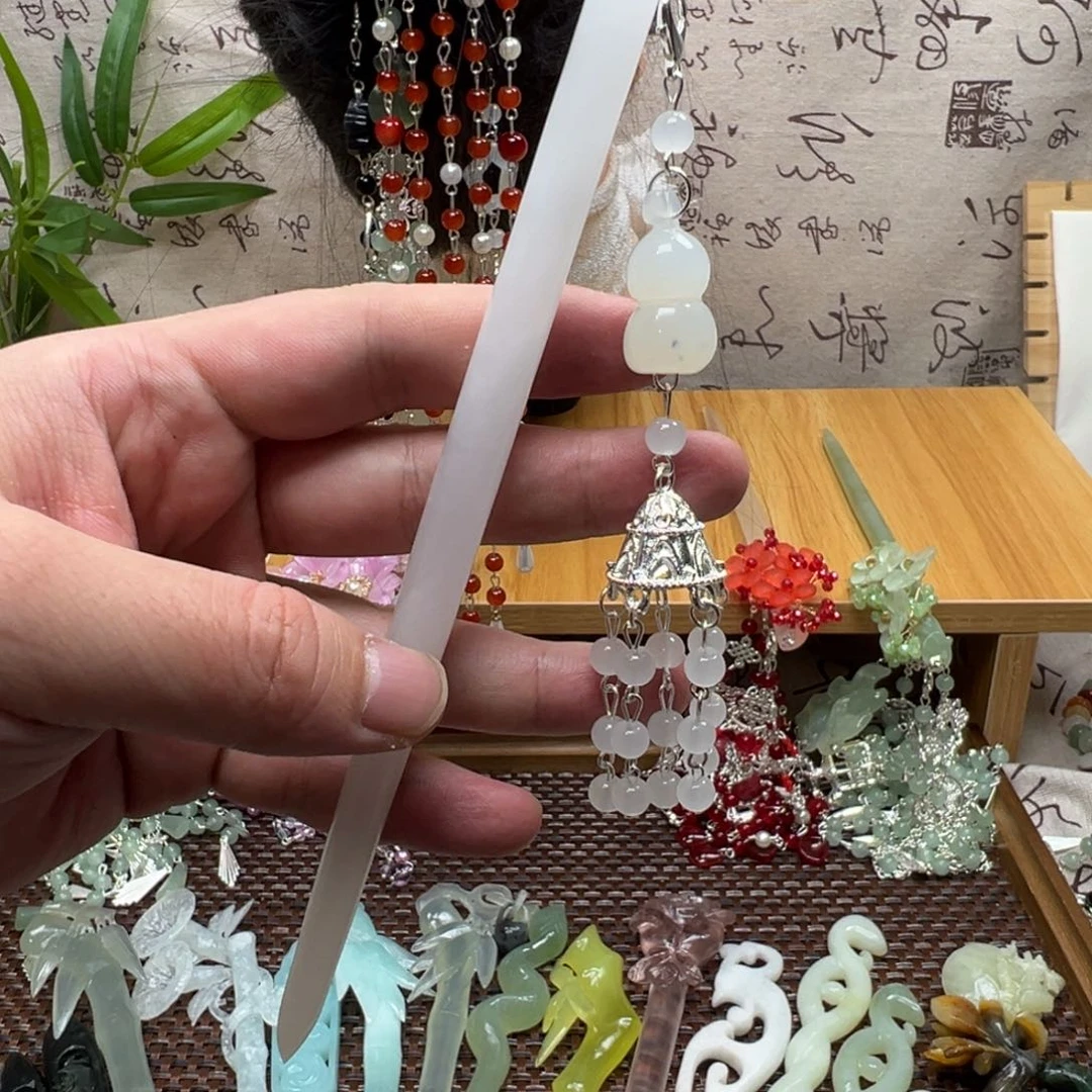 蛇纹石玉合金发饰