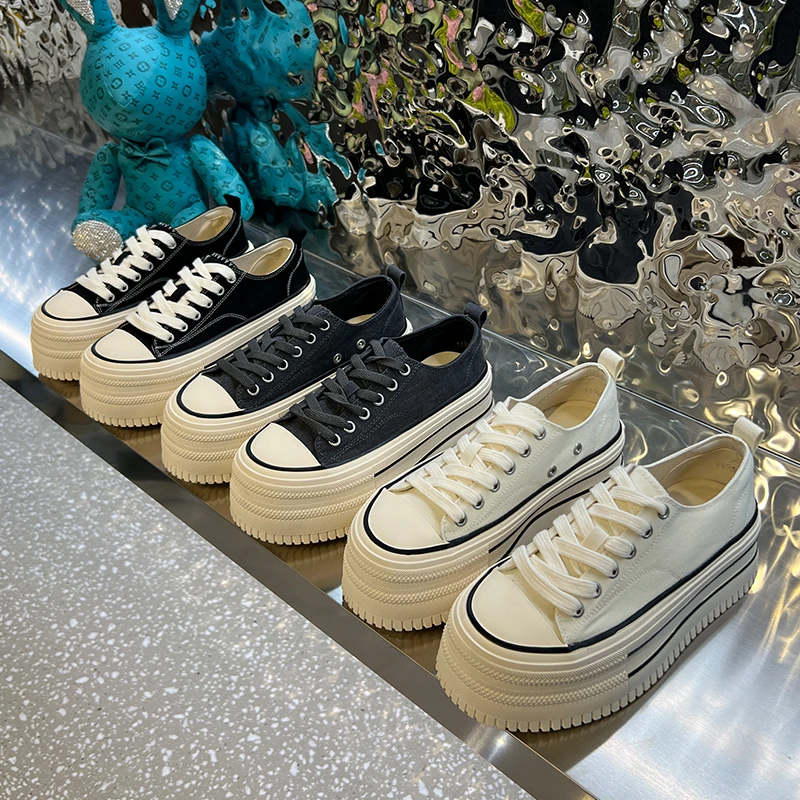 《杰克家》2025春款帆布鞋女百搭经典低帮增高小个子松糕厚底板鞋05