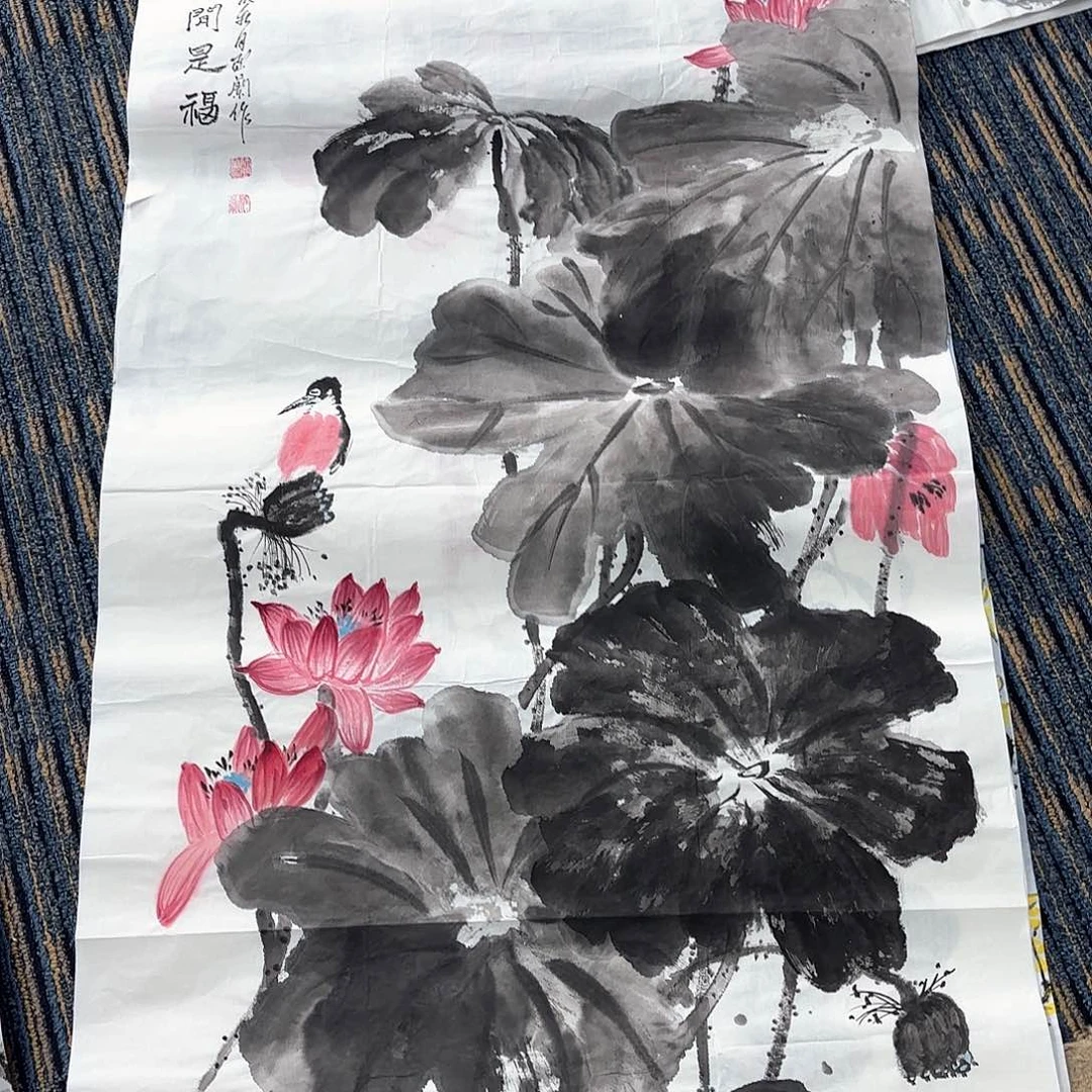 国画师亚兰四尺花鸟朱