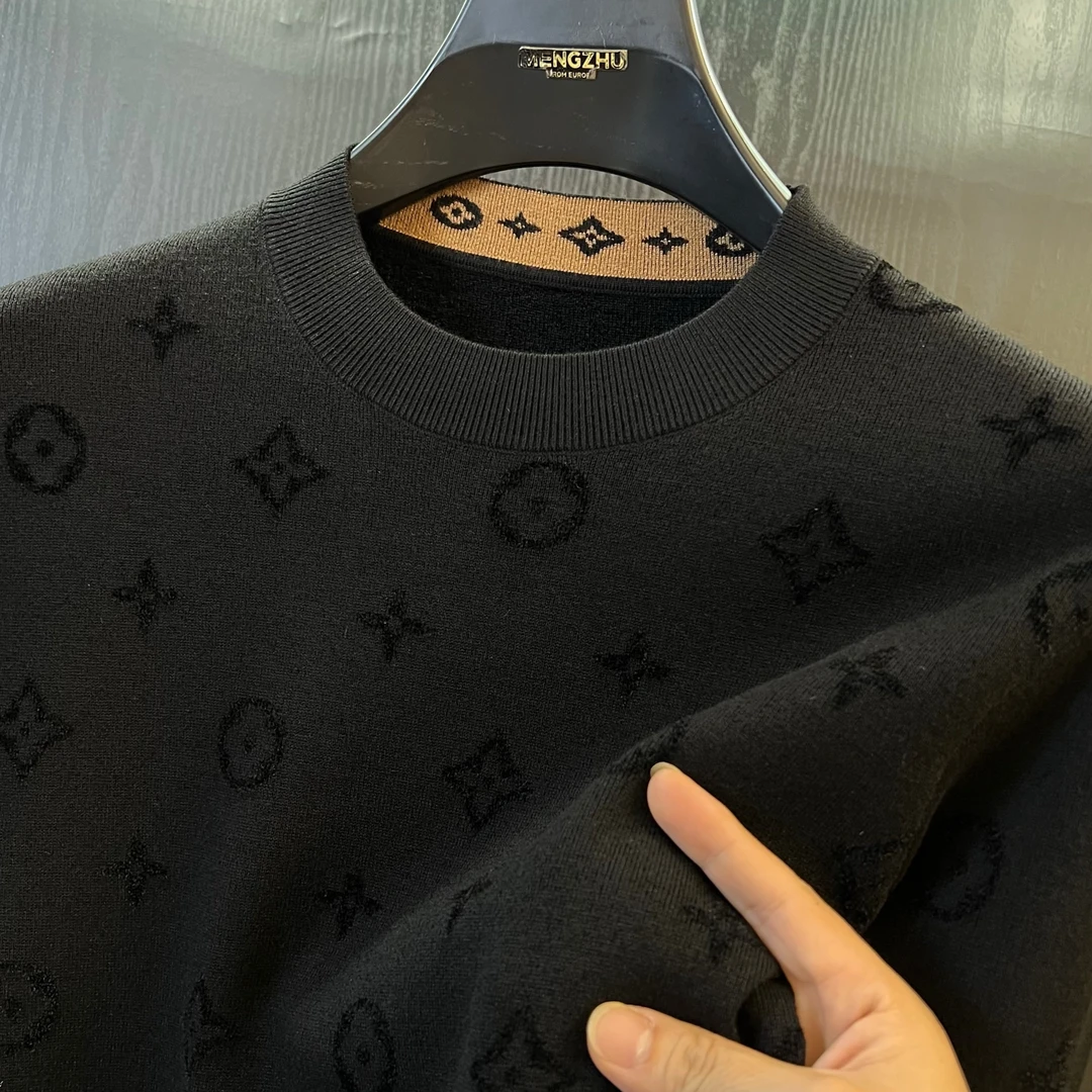 高品质天鹅绒！秋冬男士季植绒圆领毛衣老花经典百搭长袖针织衫