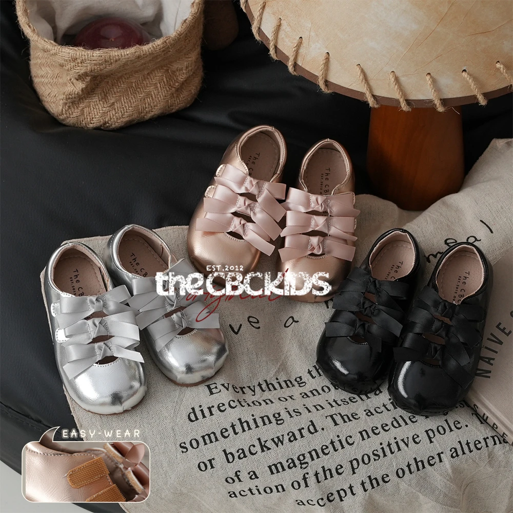 【Memv】钢琴漆蝴蝶结复古芭蕾圆头小瓢鞋春秋百搭儿童皮鞋